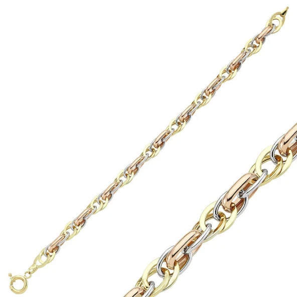 Hallow Bileklik Üç Renk 8.50 Gram 14 Ayar Altın ürün görseli