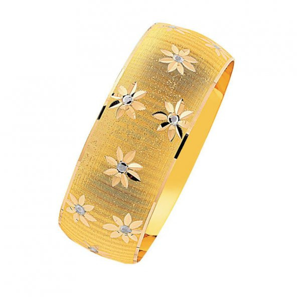 14 Ayar Mega Bilezik 25 Gram Çiçekli Model