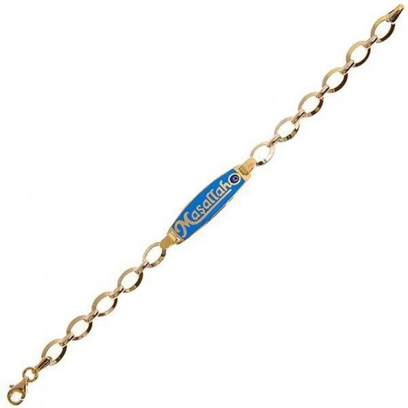 Maşallah Künye Mavi 3,60 Gram 14 Ayar Altın