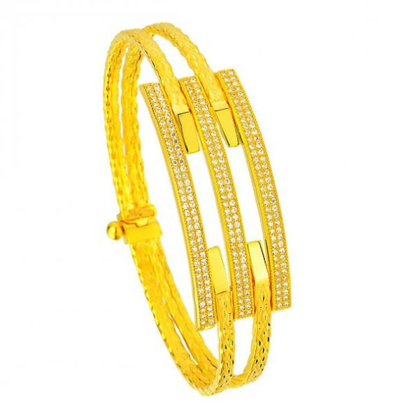 Kaburga bilezik desenli incekol Taşlı 17,00 Gram 22 Ayar Altın