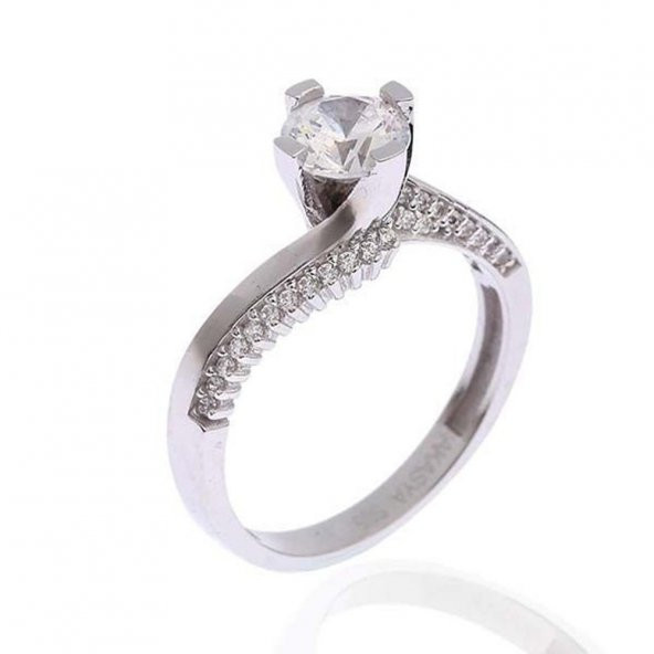 Beyaz Tektaş 3,40 Gram 14 Ayar Altın Yüzük