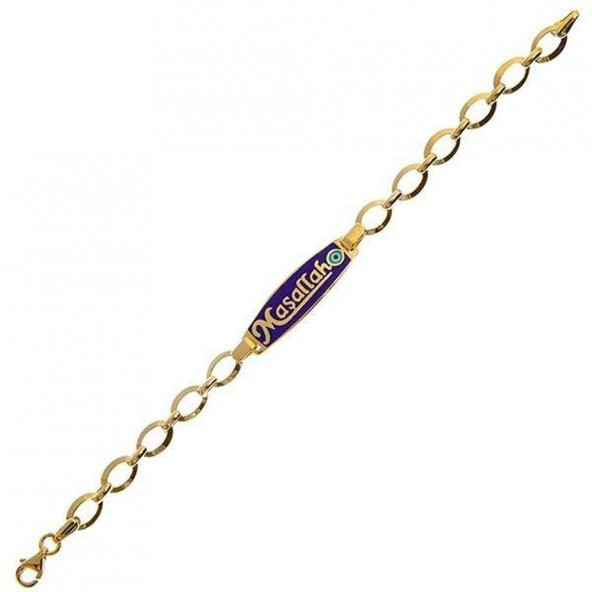 Maşallah Künye Lacivert 3,50 Gram 14 Ayar Altın