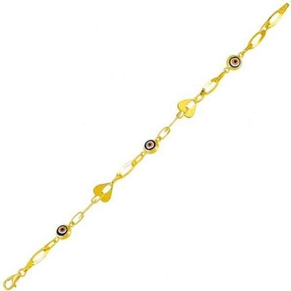 Kalpli Kuş Gözü 14 Ayar Altın Bileklik