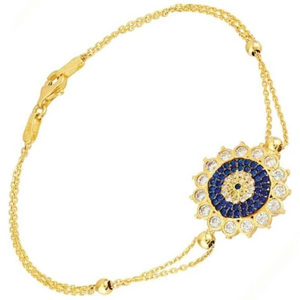 Sinyora Beyaz Taşlı 14 Ayar Altın Bileklik ürün görseli