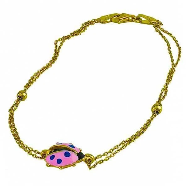 Pembe Uğur Böceği 14 Ayar Altın Bileklik ürün görseli