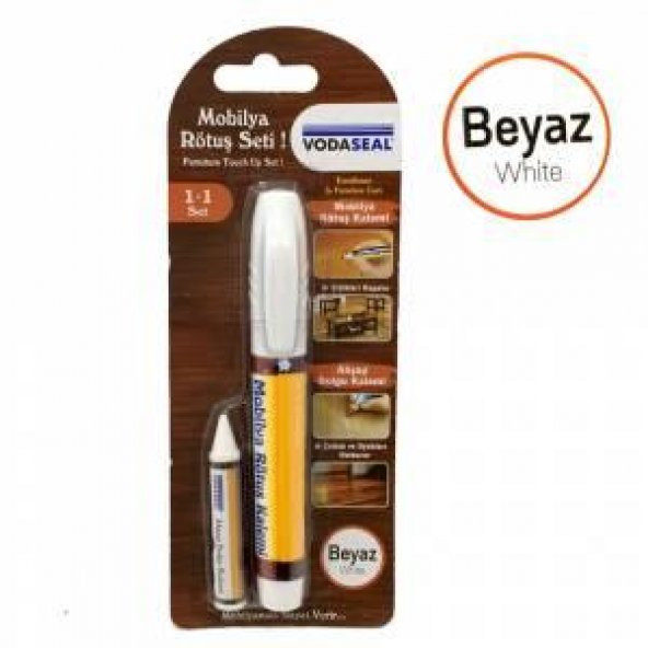 Ahşap Mobilya Rötuş Dolgu Kalemi Beyaz Renk Vodaseal 1+1 Set