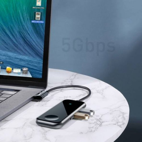 Orjinal Baseus HUB Type-C to 2 x USB3.0+HDMI+ PD+ iWatch Wireless Şarj 4K Aktarım 60w Şarj desteği - 4