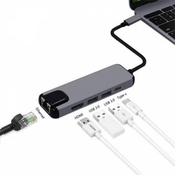MacBook Air (Retina, 13 inç, 2020) Uym RJ45 Ethernet, 5in1 Dönüştürücü Adaptör