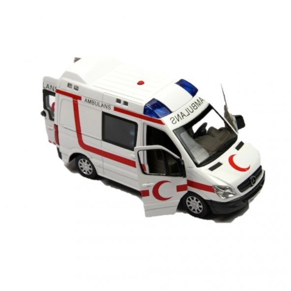 Oyuncak Ambulans 3D Gerçekçi Sesli Işıklı 16 Cm Uzunluk - 2