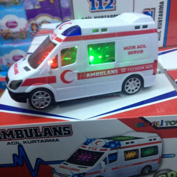 Oyuncak Ambulans 3D Gerçekçi Sesli Işıklı 16 Cm Uzunluk - 3
