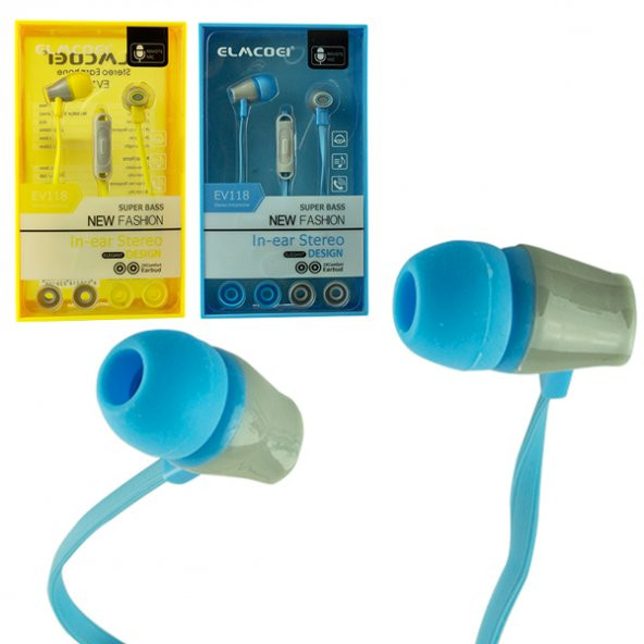 Powermaster EV-118 Mikrofonlu Yassı Kulak İçi Kulaklık ( Mavi, Yeşil, Beyaz, Sarı, Siyah )
