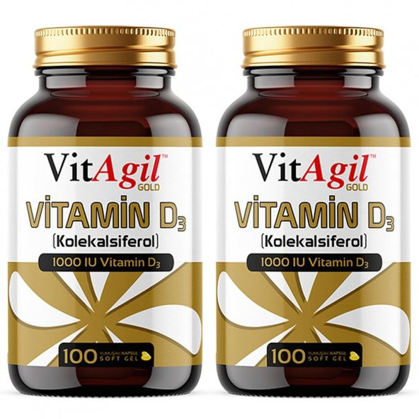 2 Adet VitAgil GOLD 1000 IU Vitamin D3 - 100 Soft Gel