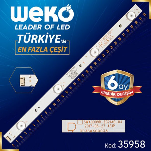 Weko SW40D09R-ZC21AG-04 4 Ledli 32 cm