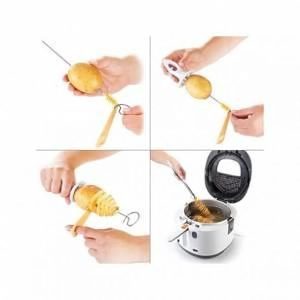Spiral Patates Dilimleme Aparatı Patates Cips Yapma Dilimleyici Çubukta Patates - 3