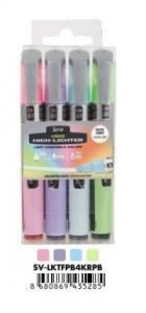 Serve Fosforlu Kalem Likit 4 Renk Pastel SV-LKTFPB4KRPB