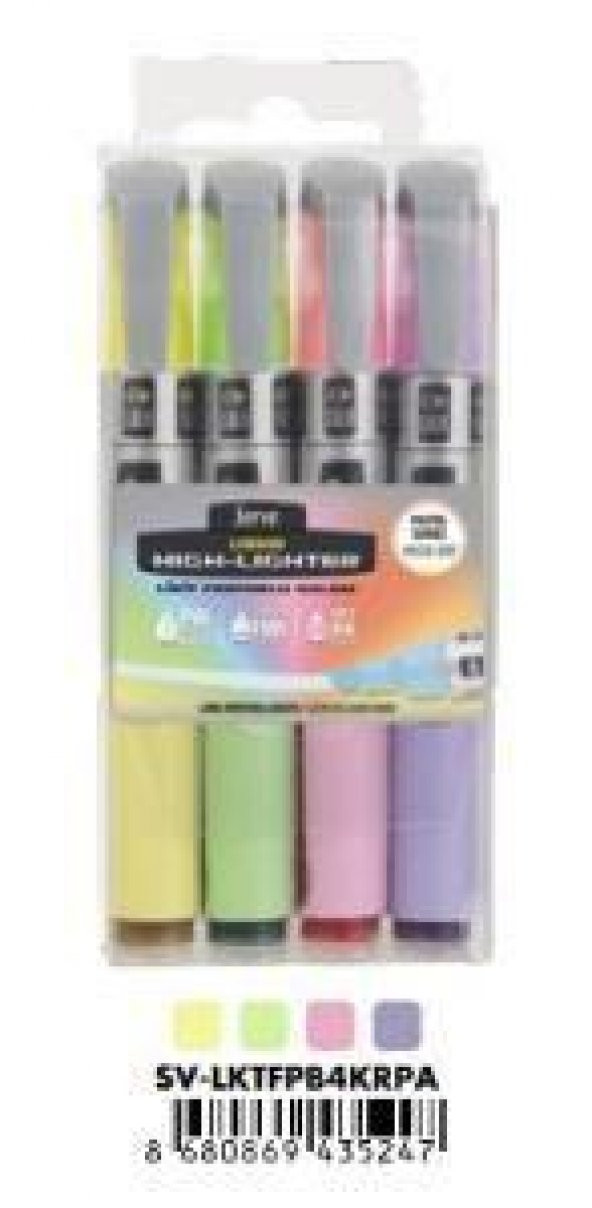 Serve Fosforlu Kalem Likit 4 Renk Pastel SV-LKTFPB4KRPA