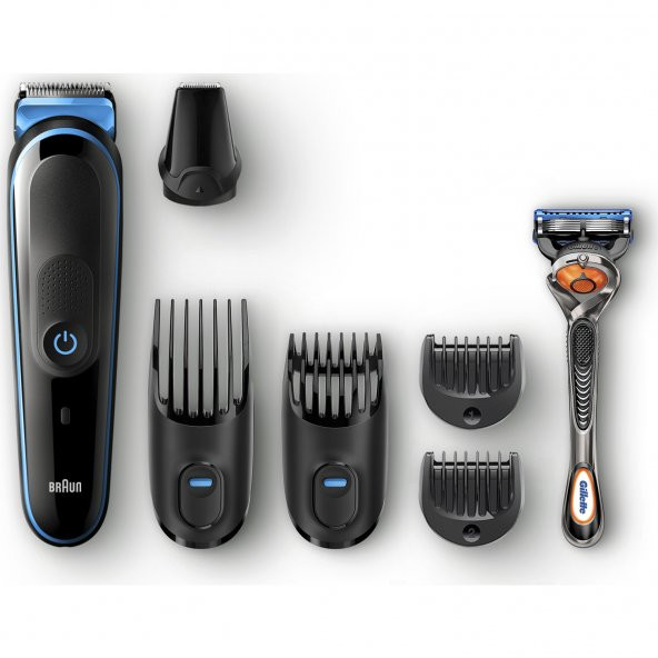 Braun MGK 5045 Erkek Bakım Kiti AutoSense Teknoloji Siyah&Mavi Kablosuz Islak&Kuru 7in1 Şekillendirici + Gillette Hediye - 1