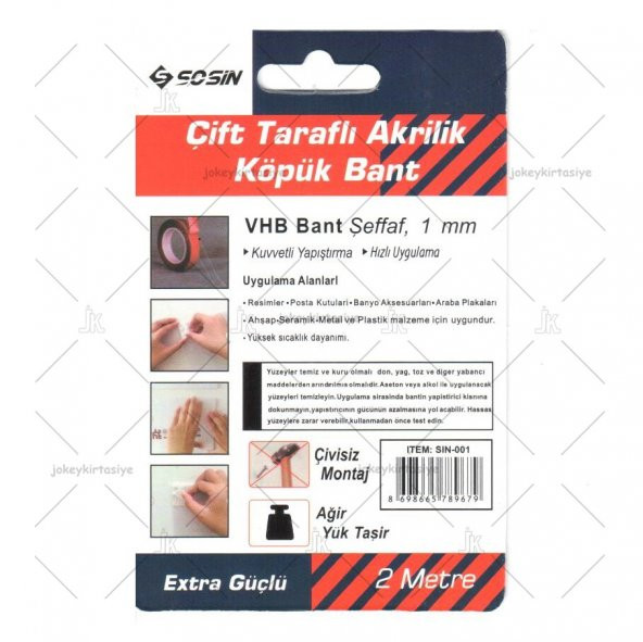 ÇİFT TARAFLI SİLİKONLU ŞEFFAF MONTAJ BANDI (EN:19mmX2METRE) - 3