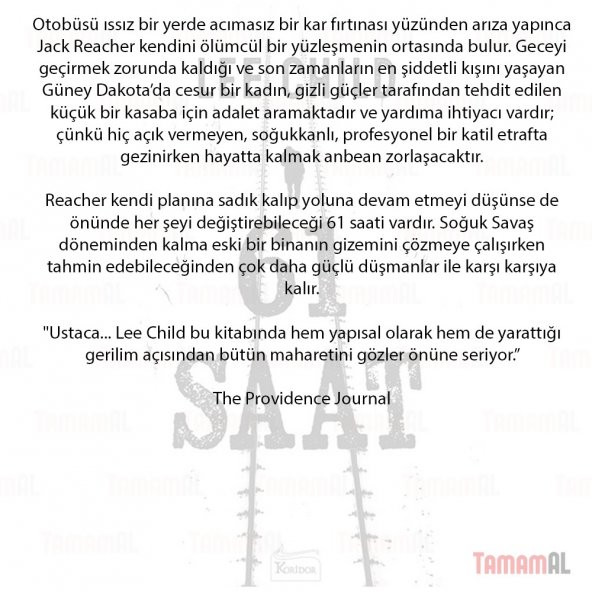 61 SAAT LEE CHILD Koridor yayınları 9786057572530 - Resim 2