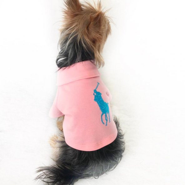 Pembe Polo Yaka Tişört Köpek Kıyafeti Köpek Elbisesi