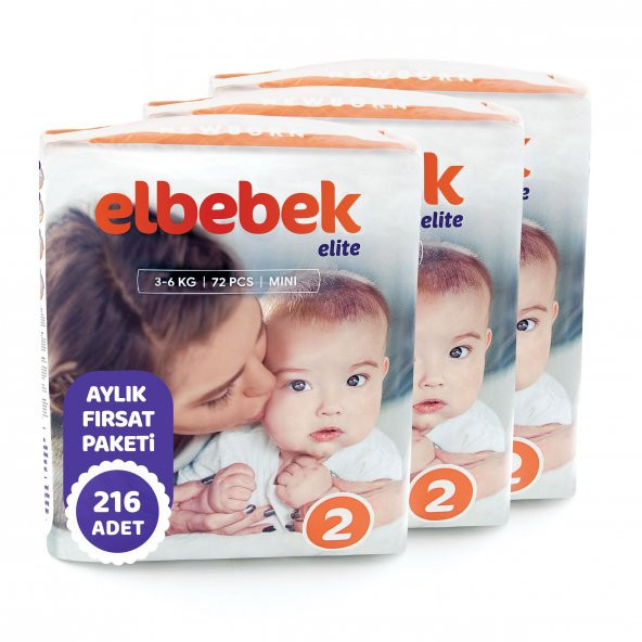 ELBEBEK ELİTE BEBEK BEZİ 2 NUMARA MİNİ 216 ADET - 2