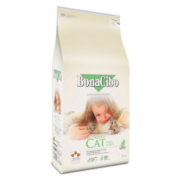 BonaCibo Adult Cat Lamb & Rice Kuzu Etli ve Pirinçli Yetişkin Kedi Maması 4 Kg