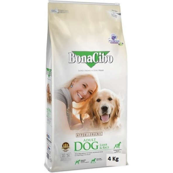 BonaCibo Adult Dog Lamb & Rice Kuzu Etli ve Pirinçli Yetişkin Köpek Maması 4 Kg