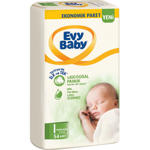Evy Baby Bebek Bezi Beden:1 (2-5Kg) Yeni Doğan 54 Adet Ekonomik Pk
