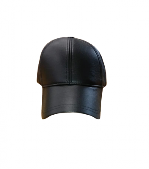 Toscana Tekstil Suni Deri Unisex Beyzbol Cap Şapka Siyah 1024LTHR - 2