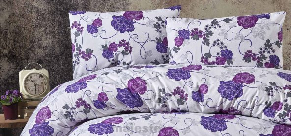 Toprak Ev Elegant  %100 Pamuk Çiçekli Çift Kişilik Nevresim Takımı - 9219 - 5