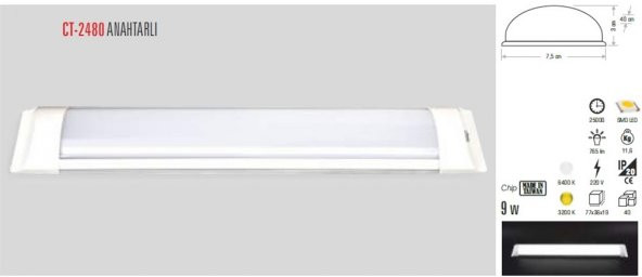 CT 2480 B Cata 9 W Led Bant Armatür Beyaz Işık - 3