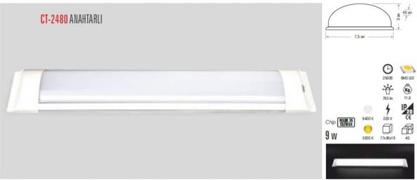 CT 2480 B Cata 9 W Led Bant Armatür Beyaz Işık - 4