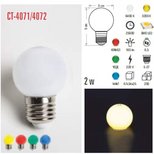 CT 4071 K Cata 1 W Led Gece Ampul Kırmızı E27 Duy - 3