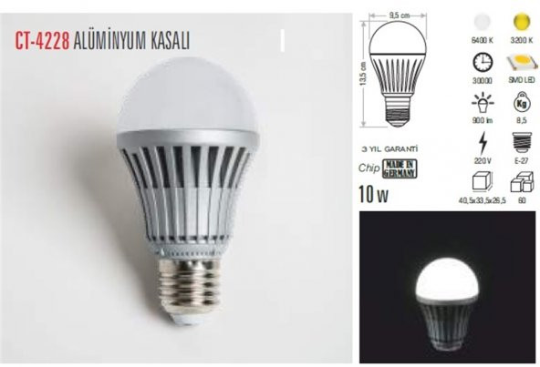 CT 4228 Cata 10 W Led Ampul Günışığı 3200k E27 Duy - 3
