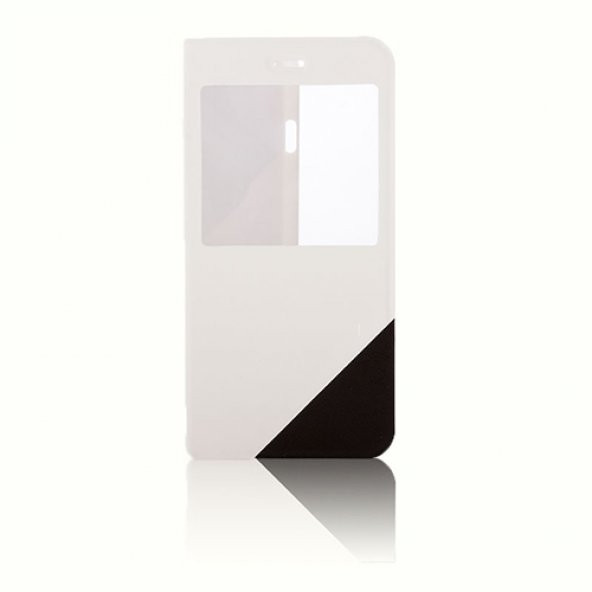 iPhone 6 / 6s İki Renkli Standlı Yan Kapaklı Kılıf Beyaz