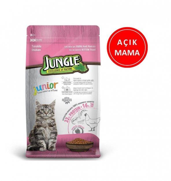 Jungle Junior Tavuklu Yavru Kedi Maması 1 kg AÇIK