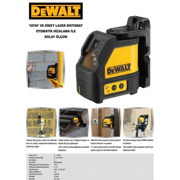 Dewalt DW088K-XJ Artı Lazer Terazi Distomat - 2