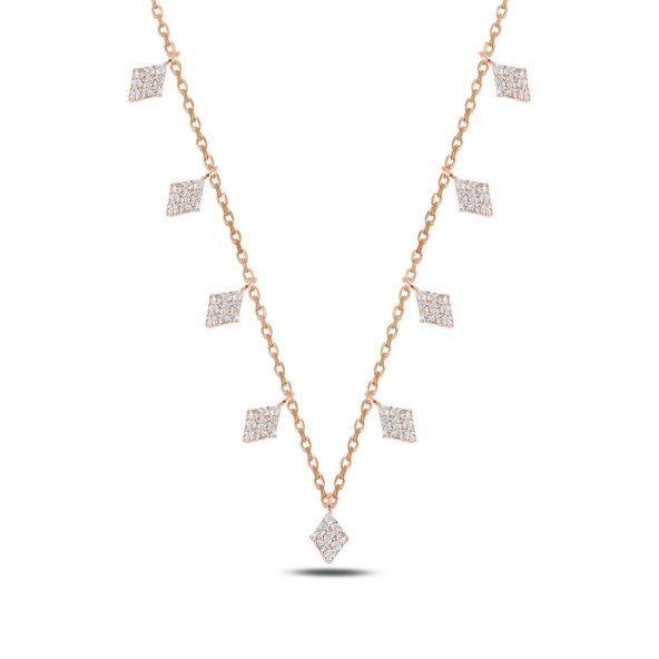 Gümüş 925 Ayar Zirkon Taşlı Sallantılı Kolye