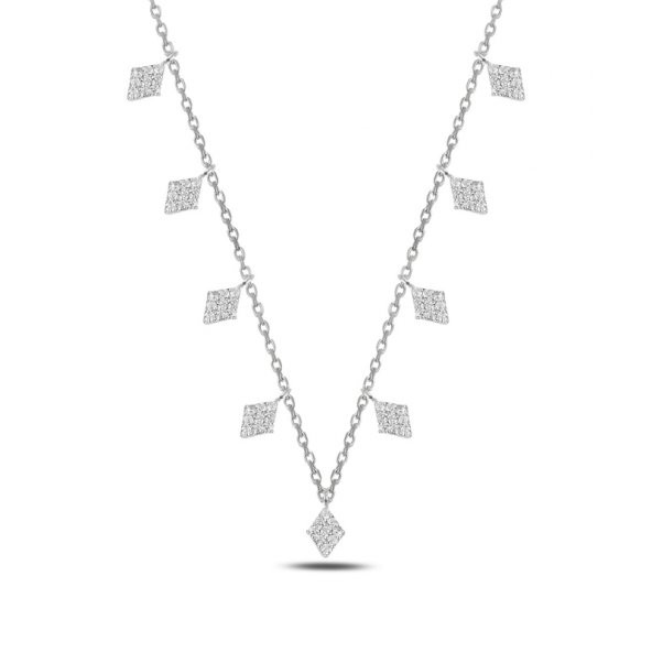 Gümüş 925 Ayar Zirkon Taşlı Sallantılı Kolye - 2