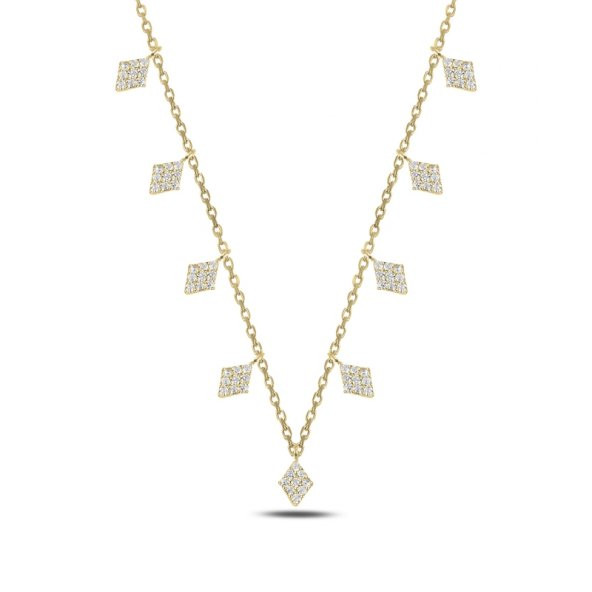 Gümüş 925 Ayar Zirkon Taşlı Sallantılı Kolye - 3