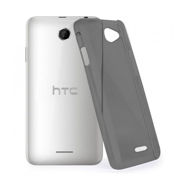 HTC Desire 516 Kılıf Soft Silikon Şeffaf-Siyah Arka Kapak