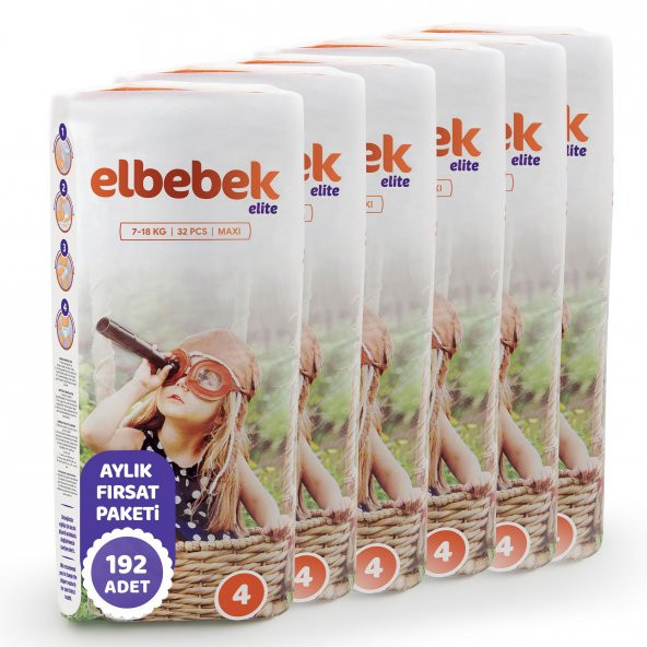 ELBEBEK ELİTE BEBEK BEZİ 4 NUMARA MAXİ 192 ADET - 2