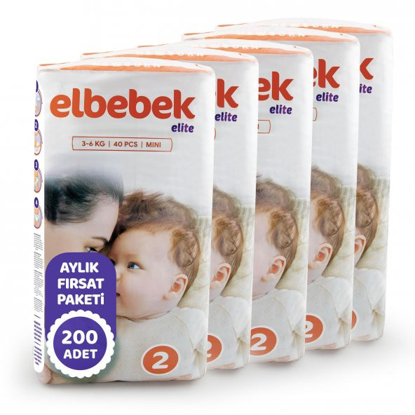 ELBEBEK ELİTE BEBEK BEZİ  2 NUMARA MİNİ 200 ADET - 2