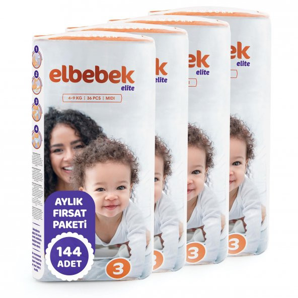 ELBEBEK ELİTE BEBEK BEZİ 3 NUMARA MİDİ 144 ADET - 2