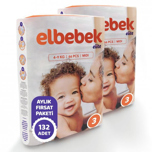 ELBEBEK ELİTE BEBEK BEZİ 3 NUMARA MİDİ 132 ADET - 2