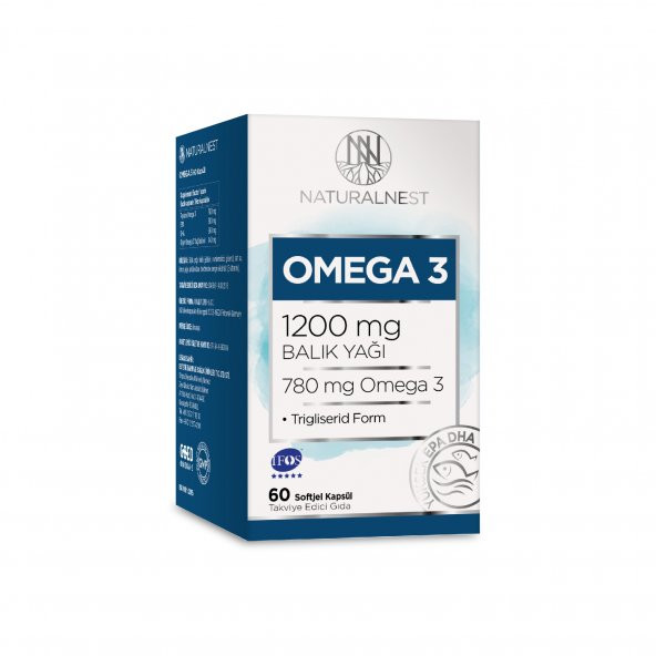 NaturalNest Omega 3 Balık Yağı 1200 mg 60 Kapsül SKT:02/23