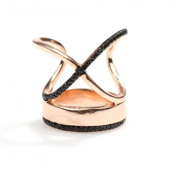 925 Ayar Gümüş XO Model Rose Renk Yüzük - Resim 5