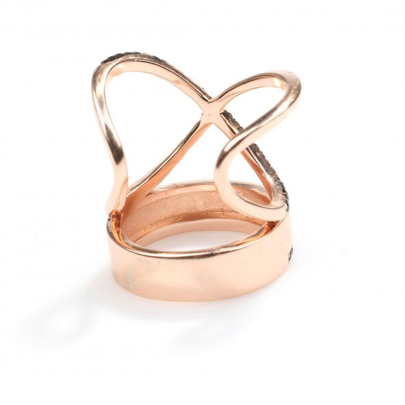 925 Ayar Gümüş XO Model Rose Renk Yüzük - Resim 7