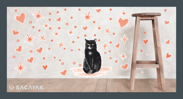Kedi Dekoratif Çocuk Odası Stickerı