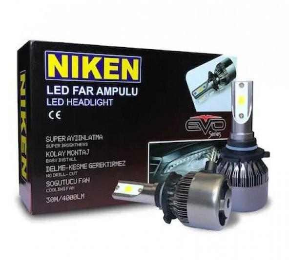 NİKEN H7 ŞİMŞEK ETKİLİ UZUN KISA AMPÜL LED XENON SET - HEDİYELİ - 1